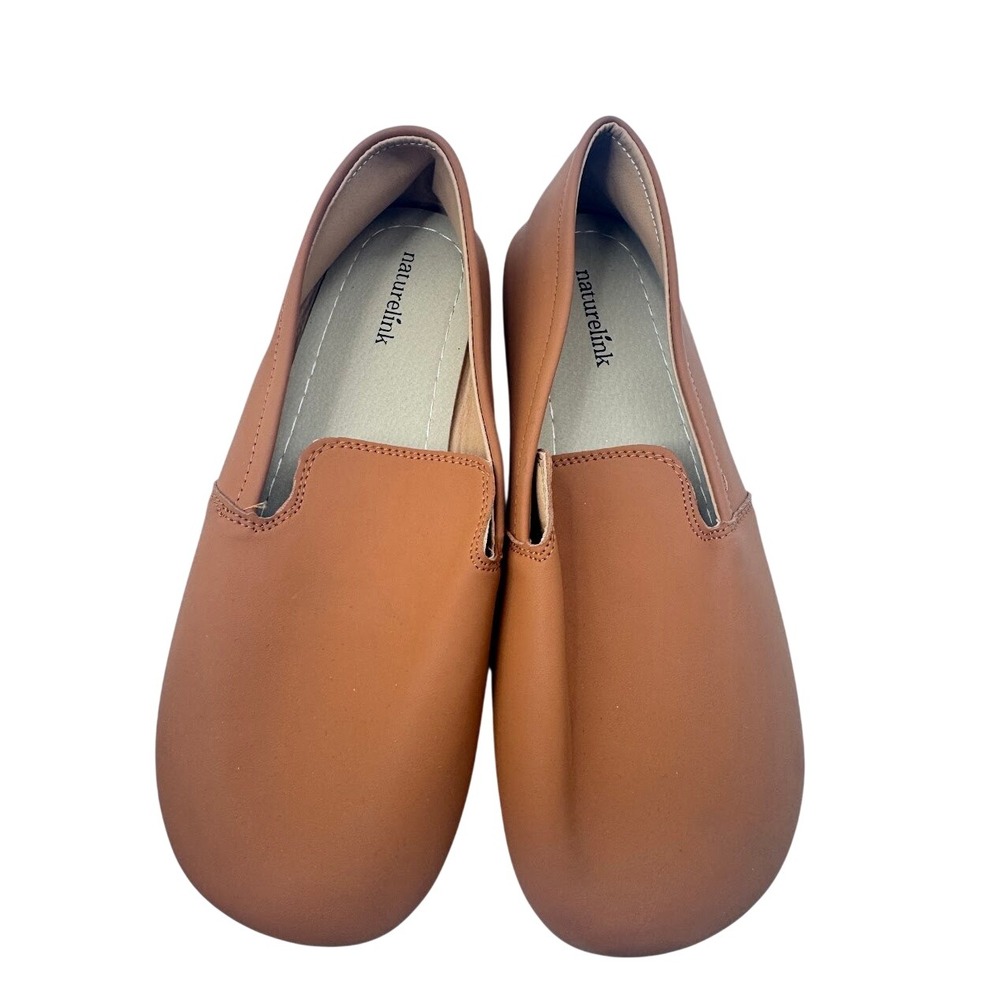 Naturelink Womens Tan Barefoot Loafers Wide Toe Box Grounding Shoes Slip On Flat